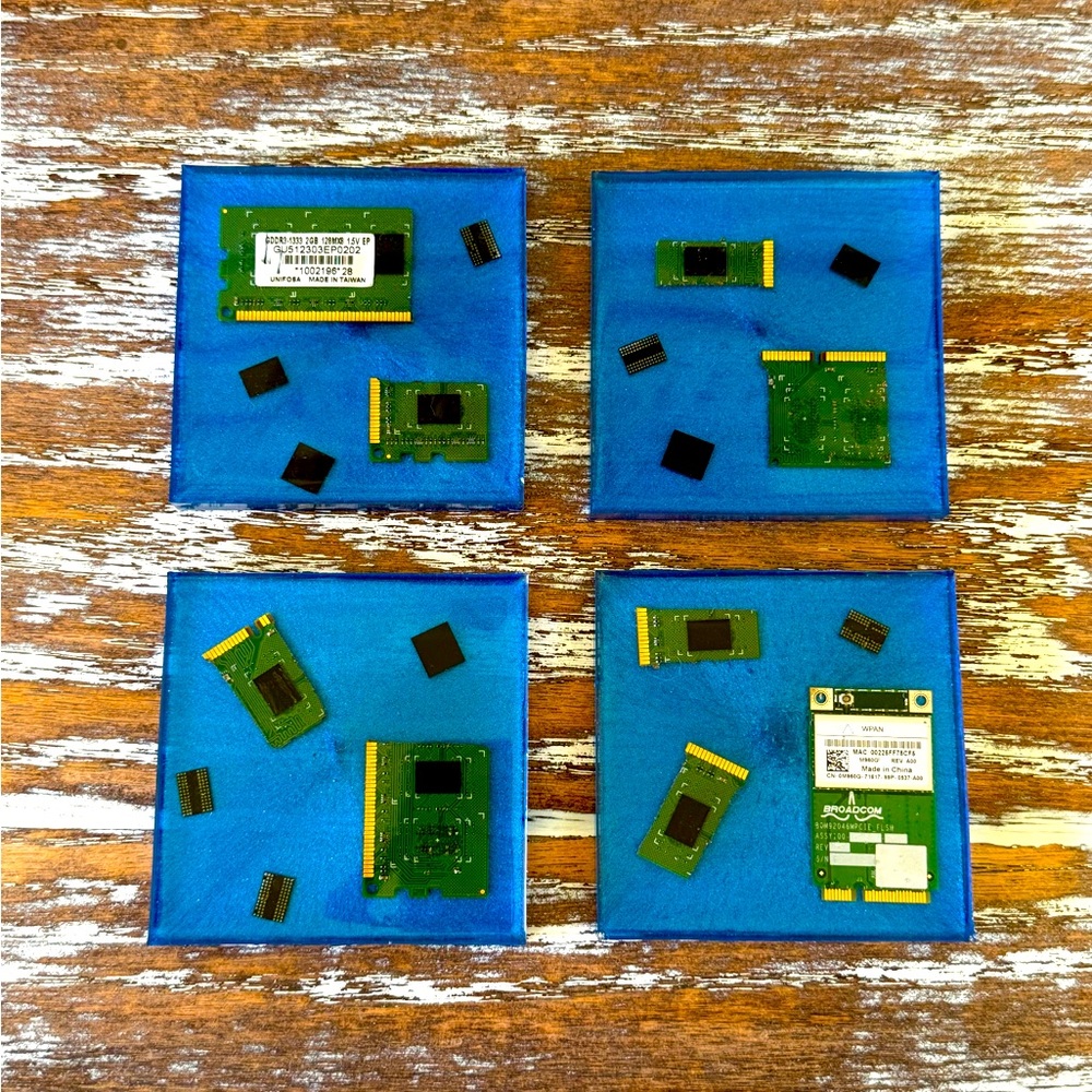 Computer Parts Resin Drink Coasters Set of 4 House Housewarming Gift Tech Nerdy